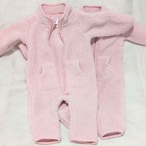 Carter's Soft Pink Sherpa Footie Twin Set